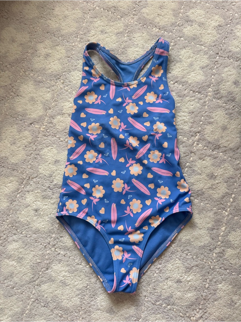 Roxy Girls' Blue Floral One-Piece Swimsuit - Pink & Yellow Print